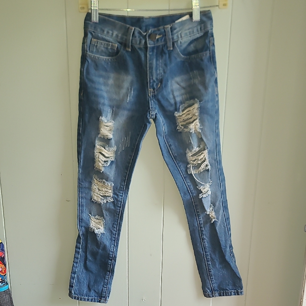 Distressed Blue Jeans